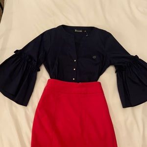 NY & CO Navy Blue pearl Button up Top. NWT